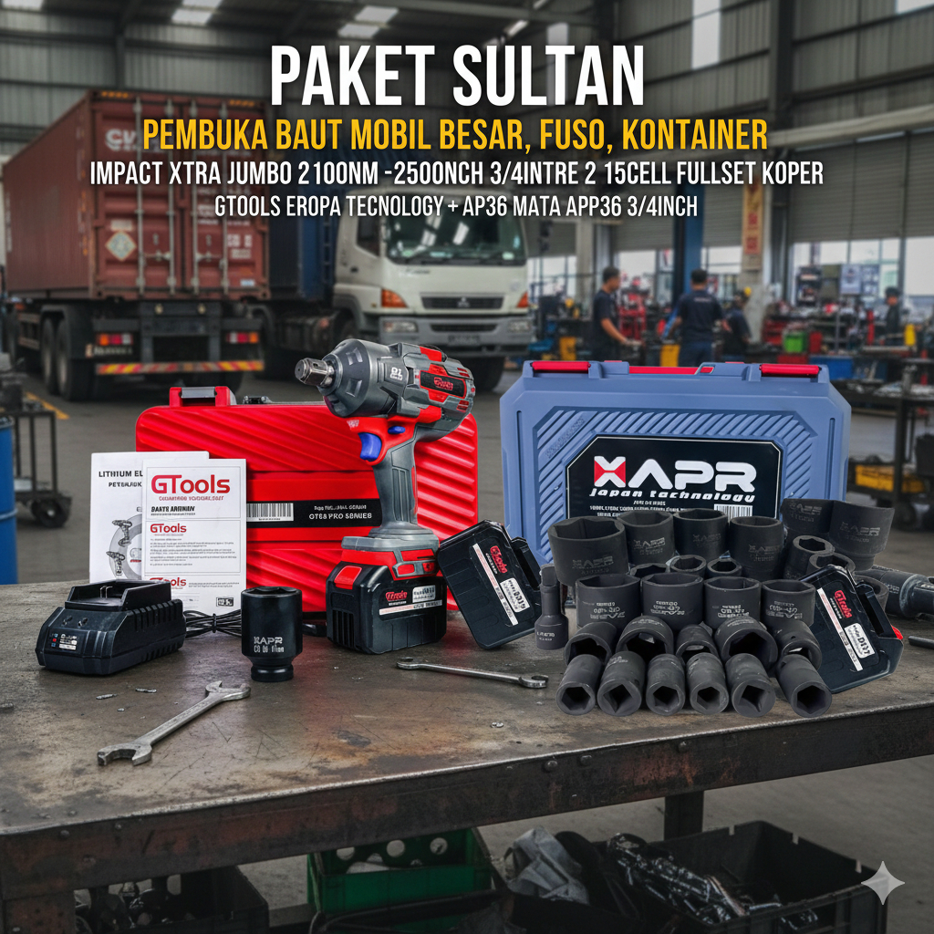 [PAKET SULTAN] GTOOLS GT80PRO Impact Xtra Jumbo 3/4inch 2500NM X APR AP36 Mata Sok 3/4inch 19mm-60mm