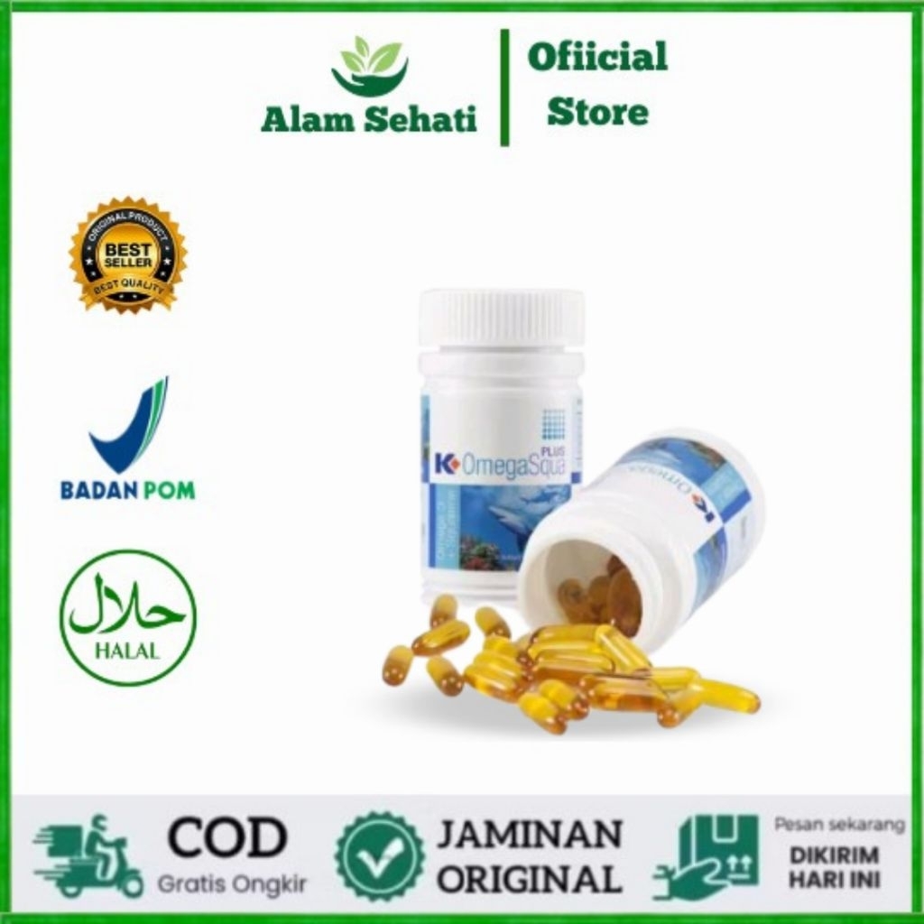 K omega squa plus - omega 3 K-link fish oil suplemen vitamin tubuh - 30 softgel