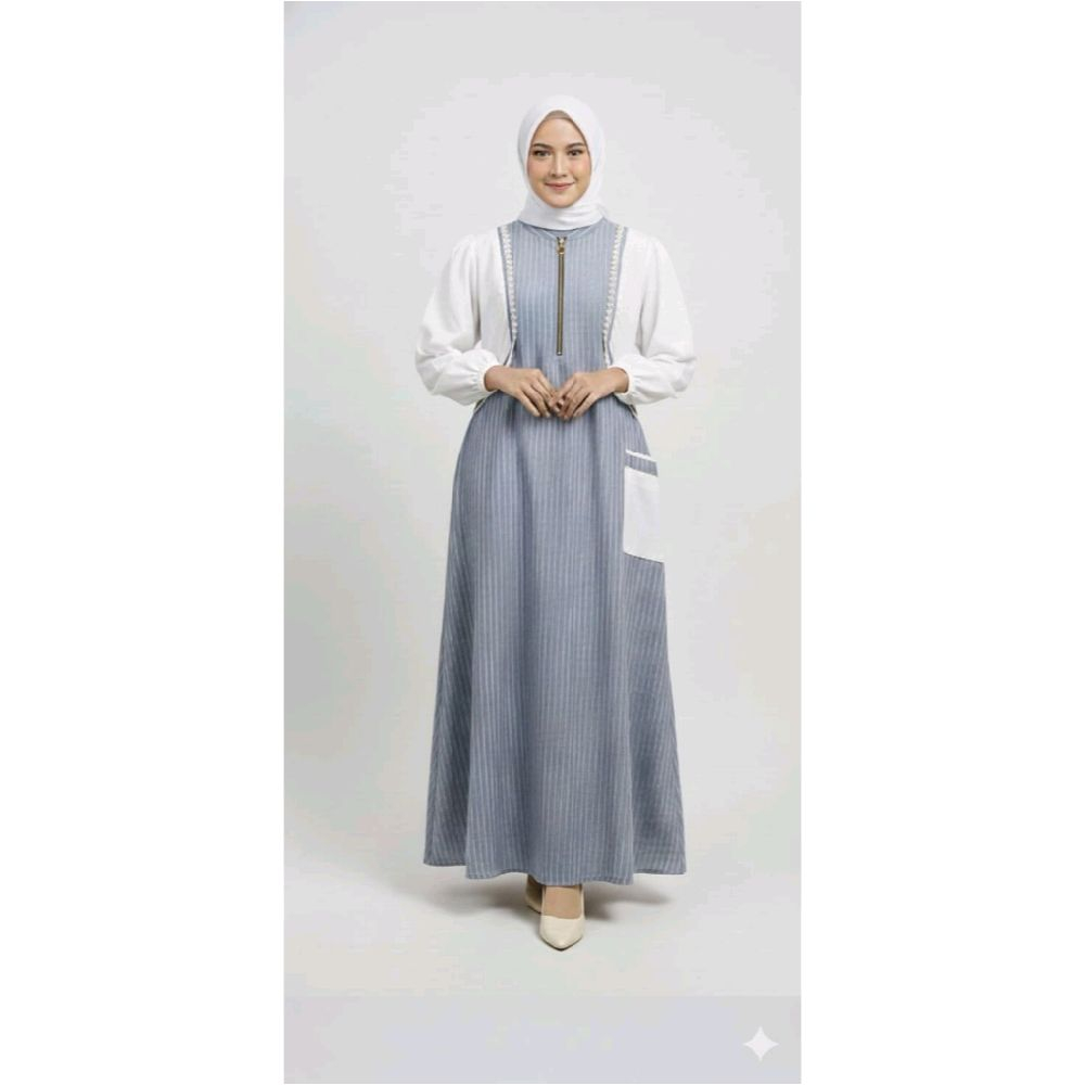 GAMIS SALUR KOREAN LOOKS KOMBINASI KATUN MARBELLA (AMANDA - DOUBLE)