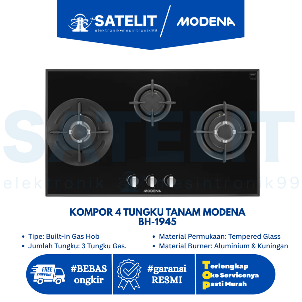 KOMPOR 3 TUNGKU TANAM GAS HOB MODENA BH-1935-LA