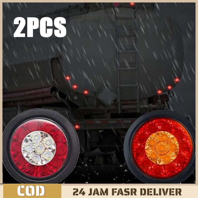 2pcs Lampu Safety Truk Belakang Led Lampu Stoplamp Truk 24 Volt Universal Lampu Rem Truk Lampu Belak