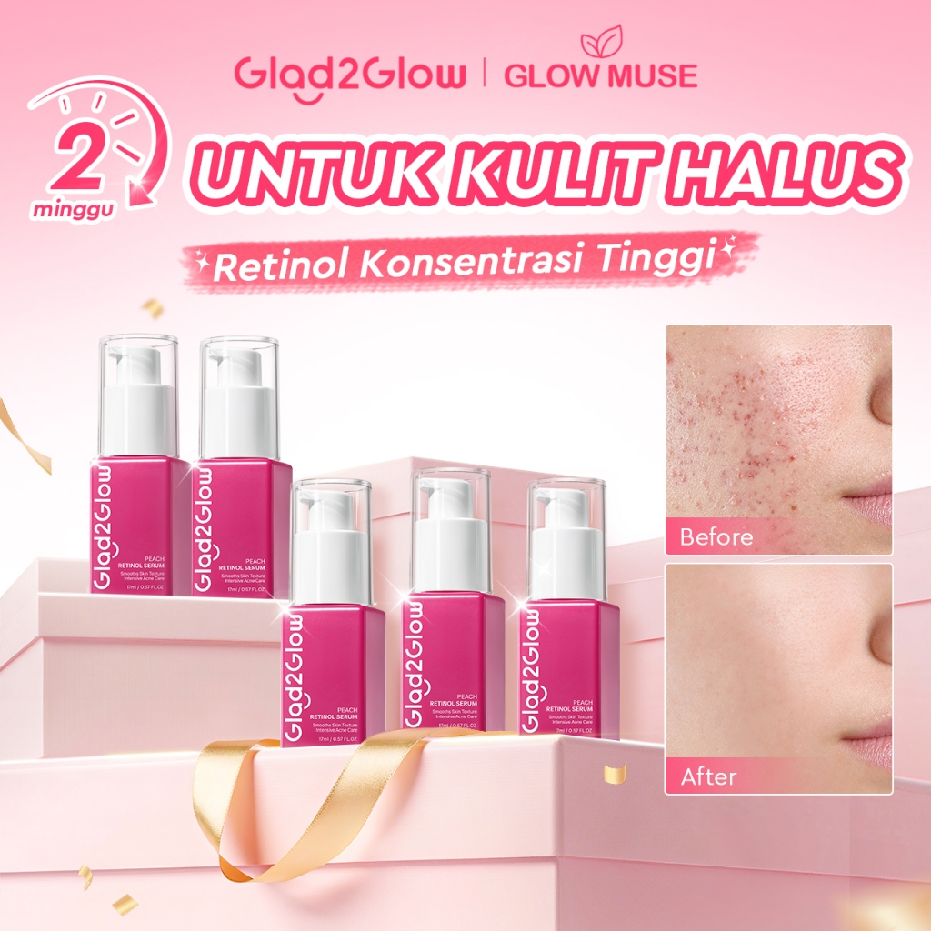 [100% ORI]Glad2Glow Peach Retinol Serum skin barrier Retinoid Memudarkan Garis Halus Memudarkan Keru