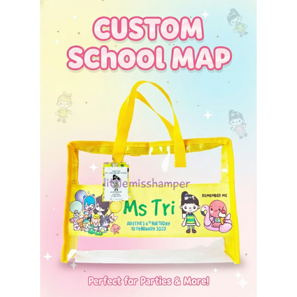 Custom school map folder bag mika custom ulang tahun anak filing bag