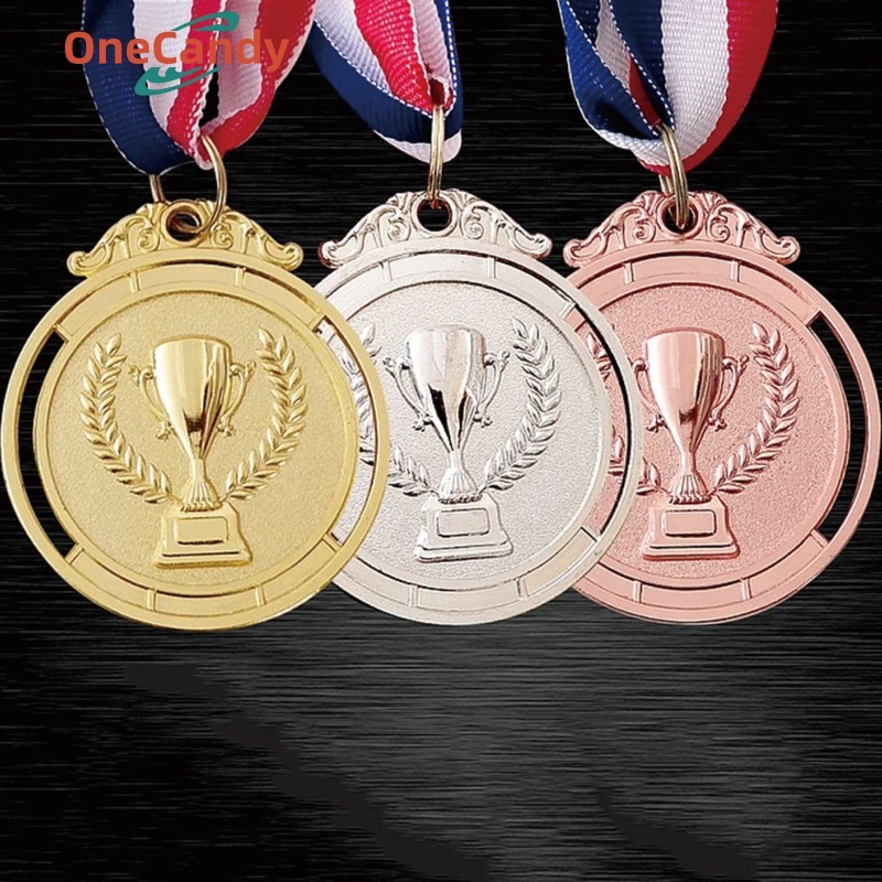 3PCS/Set Medali Emas Perak Perunggu Medali Logam 6CM Medali Kejuaraan Medali Penghargaan Custom Satu