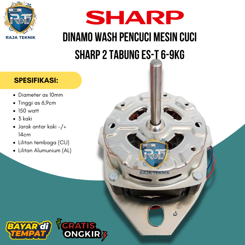 Dinamo Wash Pencuci Mesin Cuci Sharp 2 Tabung ES-T 6-9Kg