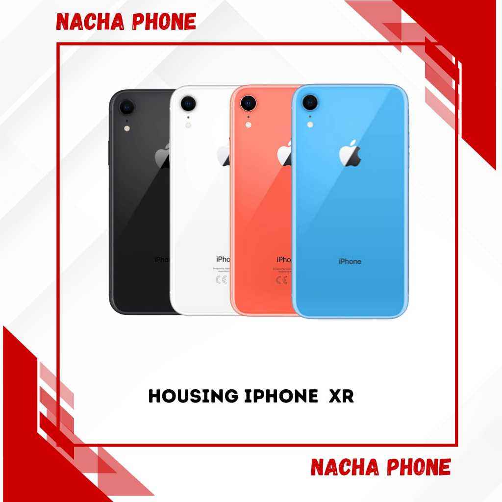 Housing Iphone  XR Full set Casing + Backglass Tutup Belakang + Pernik Tombol VOL ON OFF