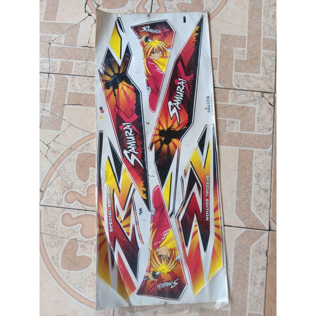 stiker striping motif honda supra x 125 kuning orange