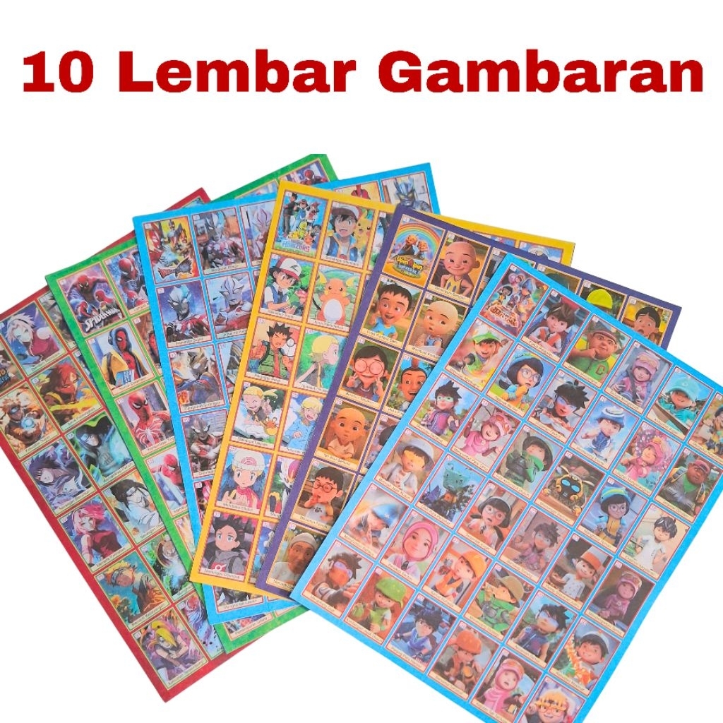 10 Lembar Gambaran Umbul Gapok Ukuran 20x25 cm Mix Kartu Karakter Anak Gambaran Mainan Jadul Kecil T