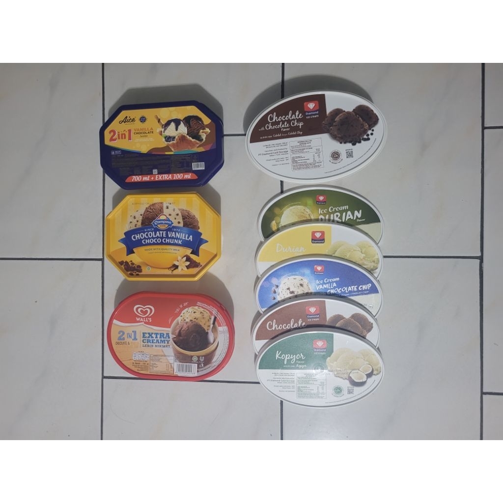 Toples Plastik Bekas/tempat wadah kotak box ice cream 700-800 ml, campina 900-1000 ml