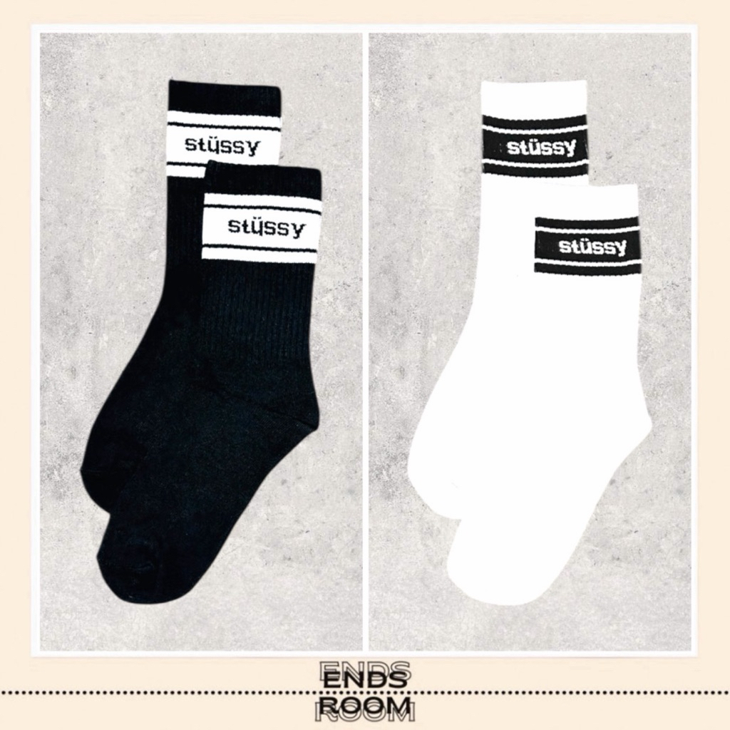 KAOS KAKI PANJANG MOTIF STUSSY HITAM PUTIH