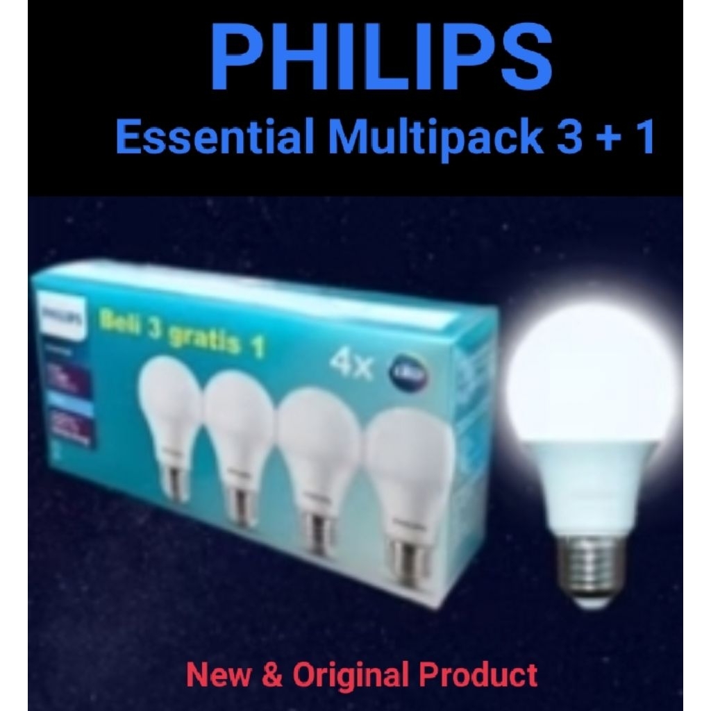 Lampu Philips Essential 5W Multipack / Lampu Philips Essential 3 + 1 / 5W 7W 9W