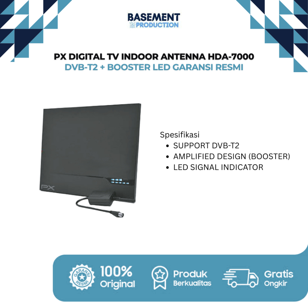 PX Digital TV Indoor Antenna HDA-7000 DVB-T2 + Booster LED Garansi Resmi