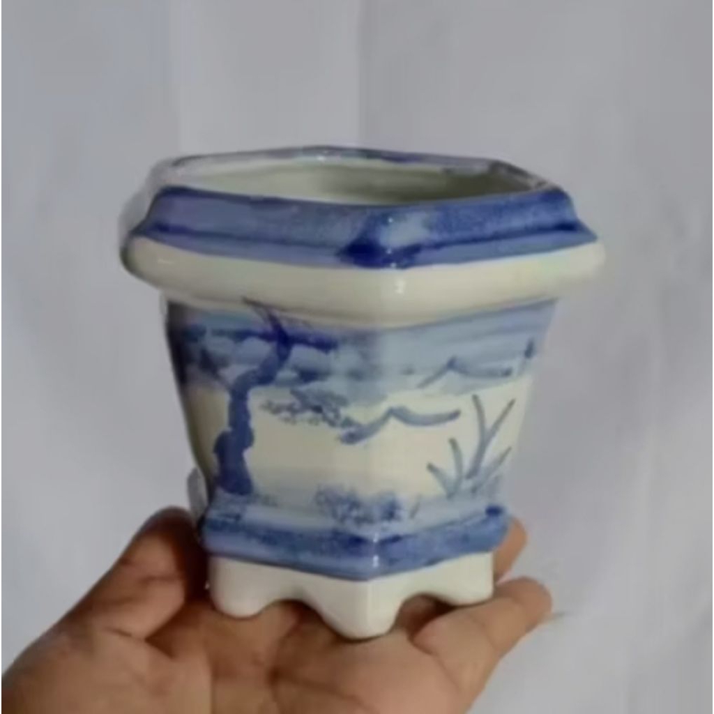 Pot Keramik Pohon Bonsai Model Segi4 / Pot Bonsai Keramik Pot Tanaman Hias
