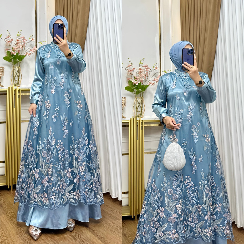 Alifa Dress Gamis Lebaran Mewah Terbaru Baju Kondangan Wanita Muslim Busana Lebaran Tersedia Ukuran 