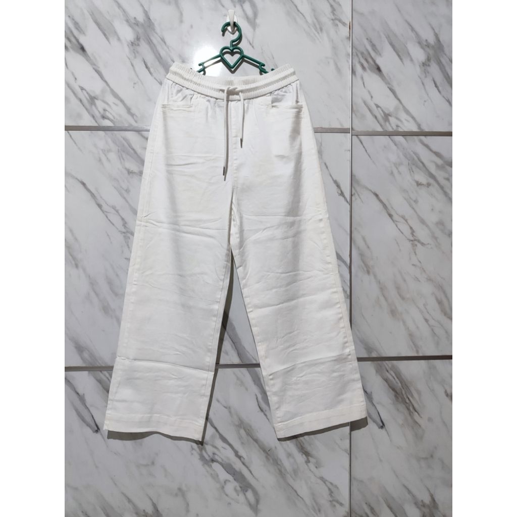 celana model kulot Jinling bahan soft jeans warna BW