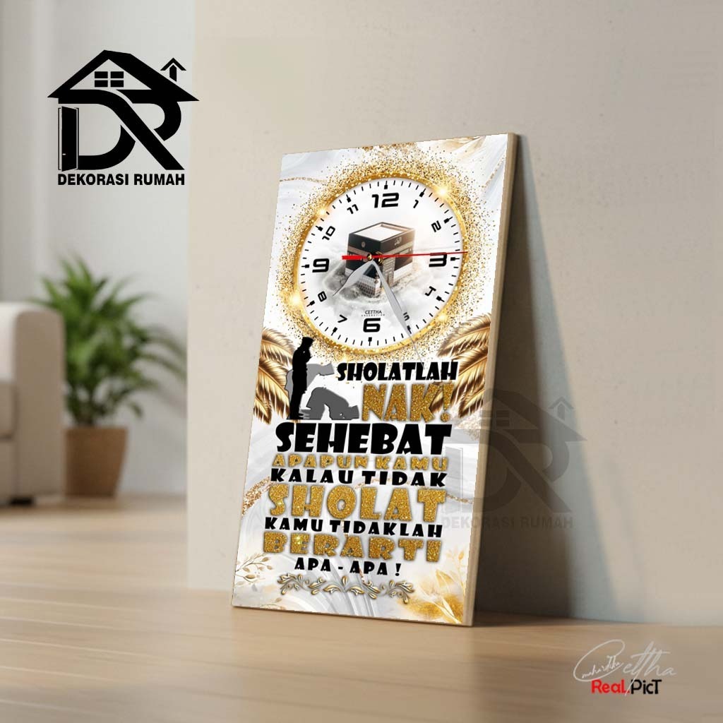 Jam Dinding Quotes Motif Islami Sholatlah Nak / Hiasan Dinding Motivasi Islami Aesthetic