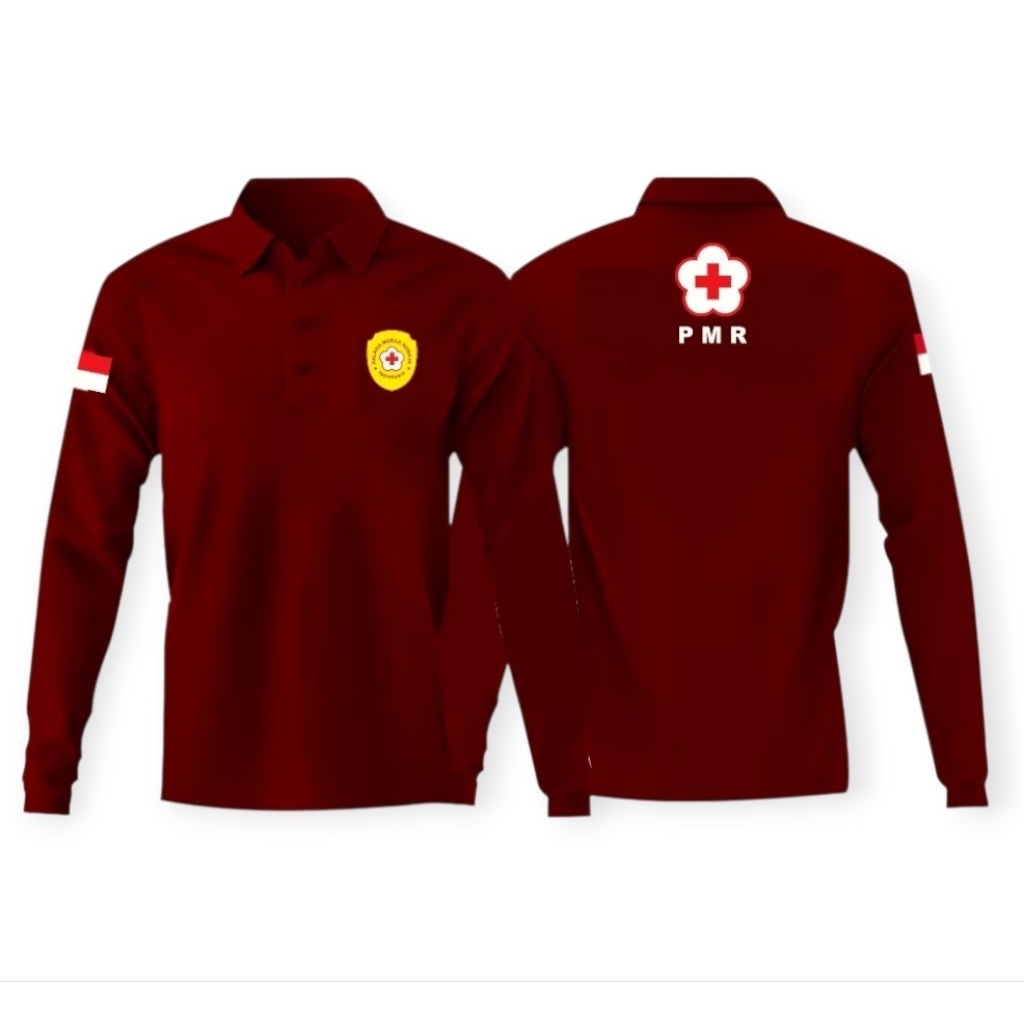 Kaos polo Kerah PMR Palang Merah Remaja / Polo Shirt PMR Lengan Panjang