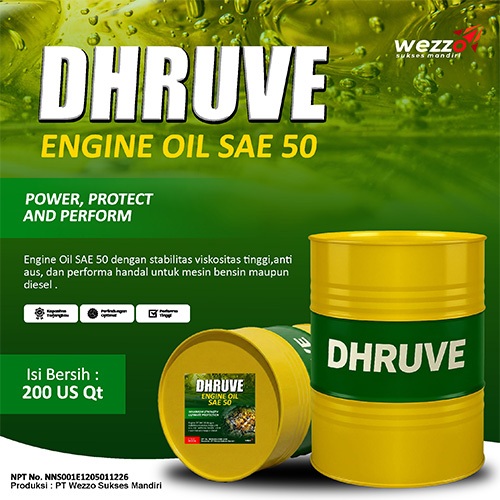 DHRUVE Oli Mesin SAE 50 - Kompatibel untuk Bensin & Diesel Kemasan 200 Quartz - Harga Termurah dan E