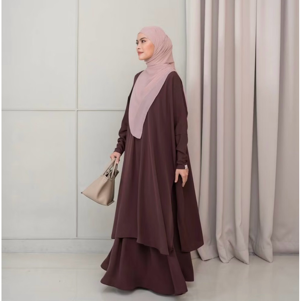 Azmiza Noir tunik dan basic skirt SET