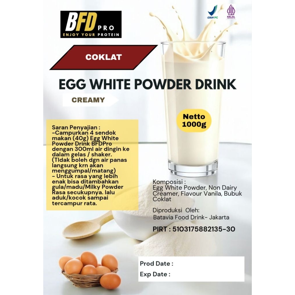 Egg White Protein/Protein Putih Telur/ Susu Protein Telur BFD Pro 250g