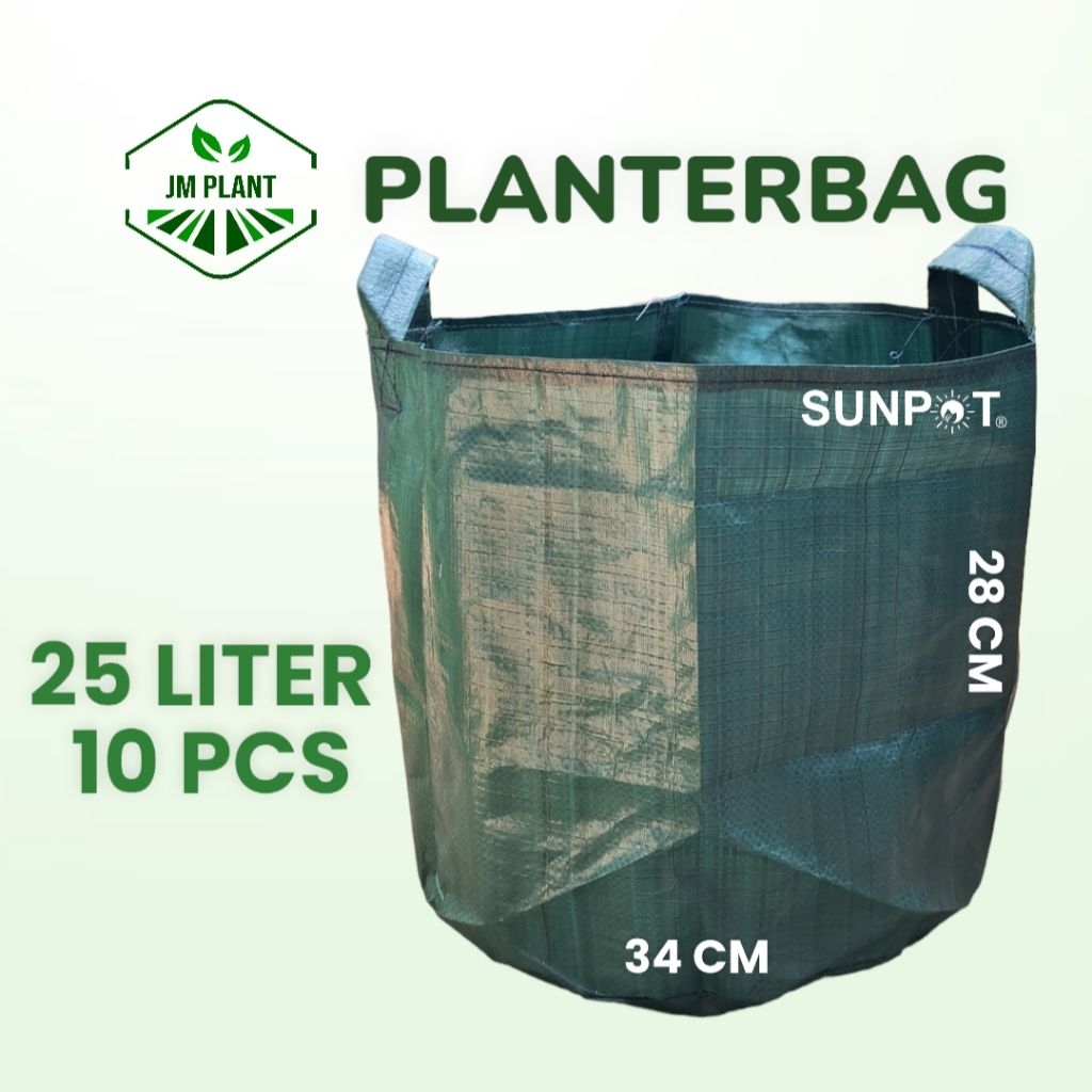 Paket 10 pcs 25 Liter Hijau Silinder HDPE Planterbag Pot Tanaman