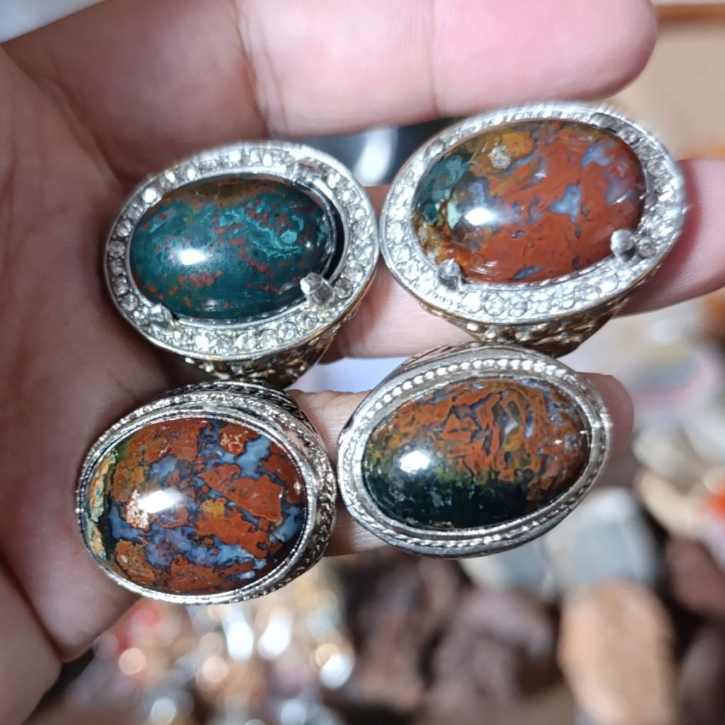 CA 288 Cincin Pancawarna Dan Nogosui Klawing Asli Natural Alpaka dan Titanium Super Joss