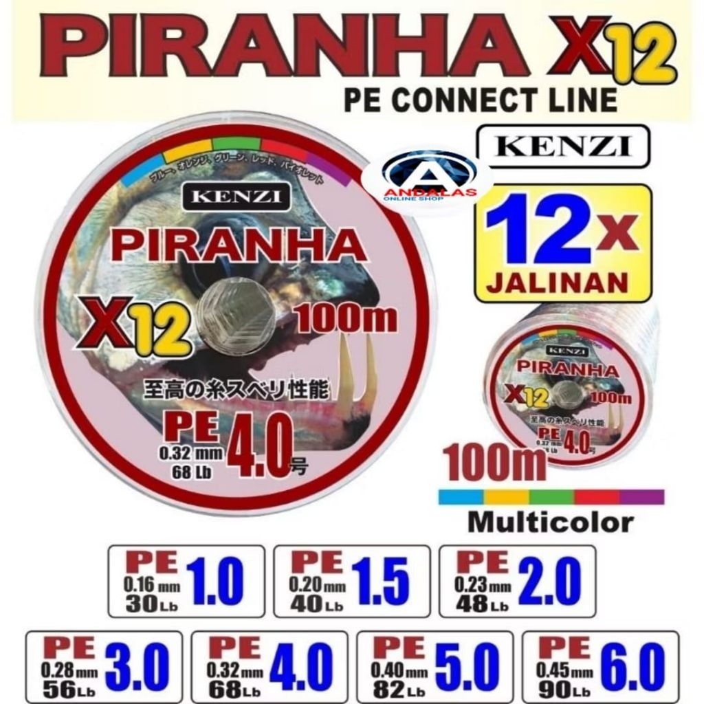 Senar PE Kenzi PIRANHA X12 Panjang 100 m
