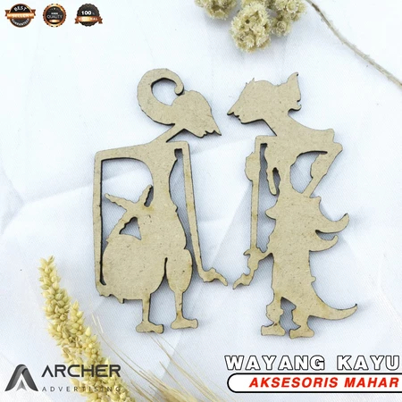 HIASAN WAYANG ARJUNA DAN SRIKANDI PLYWOOD DEKORASI MAHAR KAYU