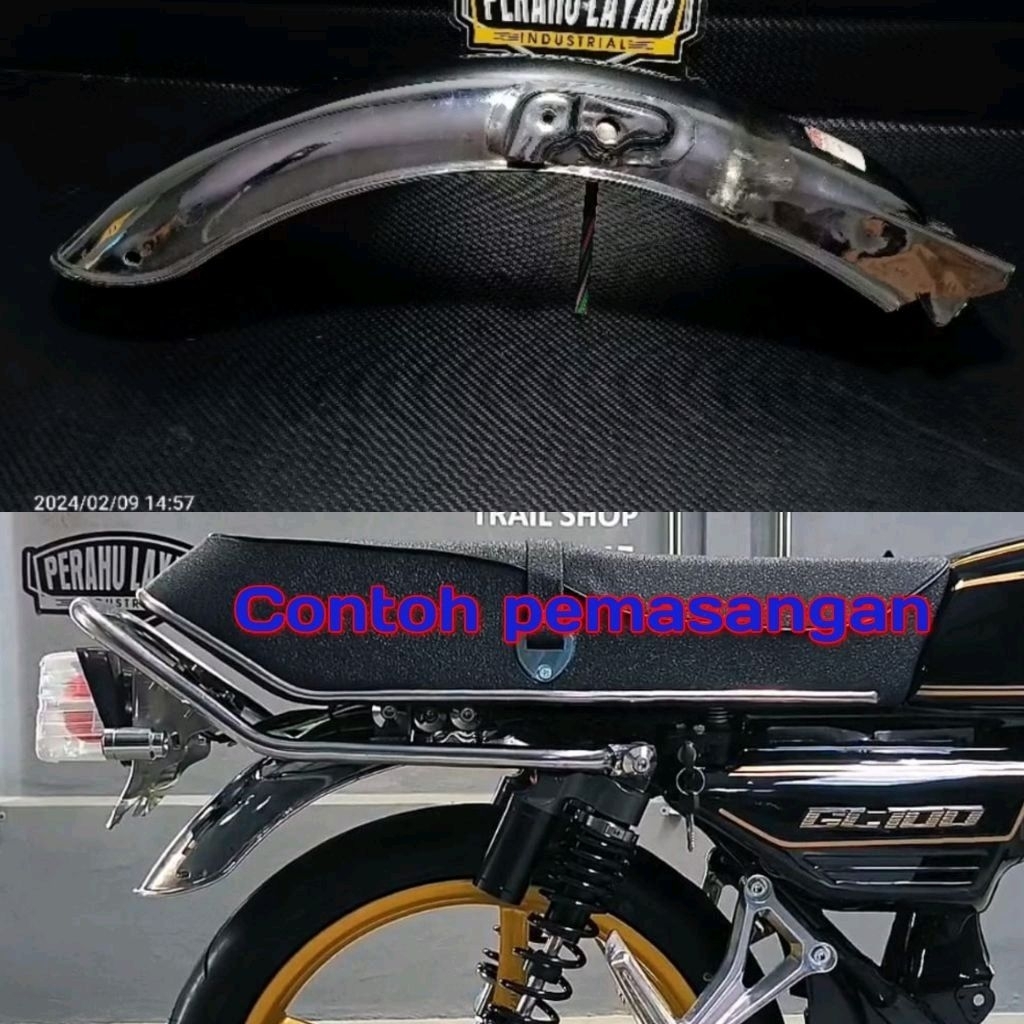SPAKBOR BELAKANG GL100 KROM THRESTAR TATANAN Full krom pnp body gl00 gl cepek klasik / slebor sayap 
