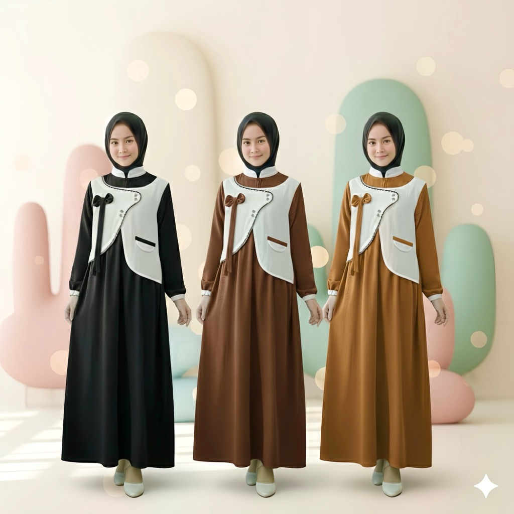 Livia Dress Anak Usia 7-16 Tahun / Gamis Anak Perempuan Terbaru / Baju Anak Lebaran 2026