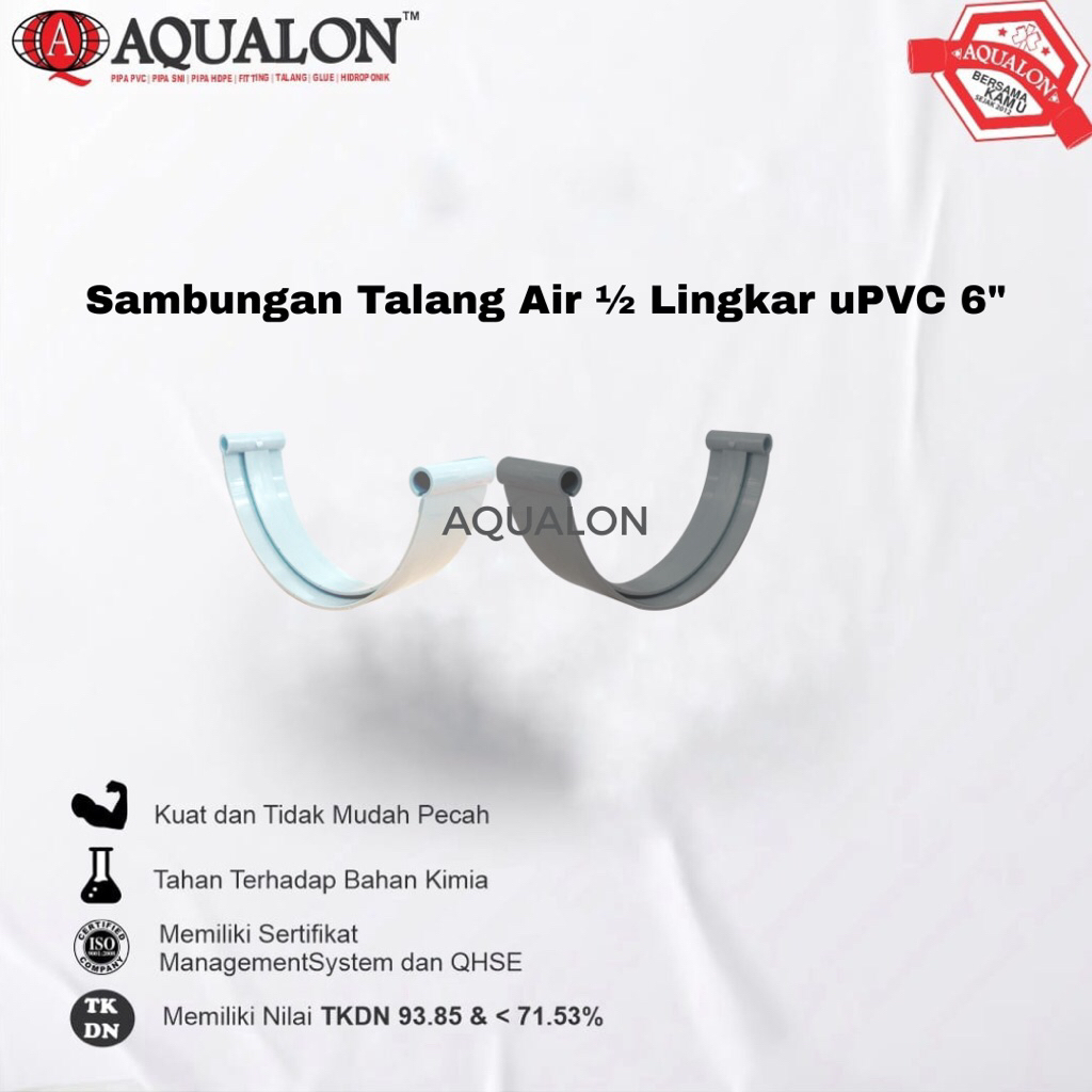 SAMBUNGAN TALANG AIR 1/2 LINGKAR UPVC 6inch warna putih