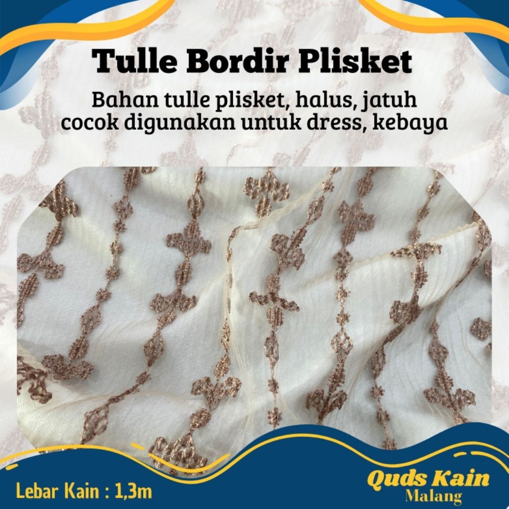 Kain Tulle Bordir Pleats | Kain Tille Bordir Plisket