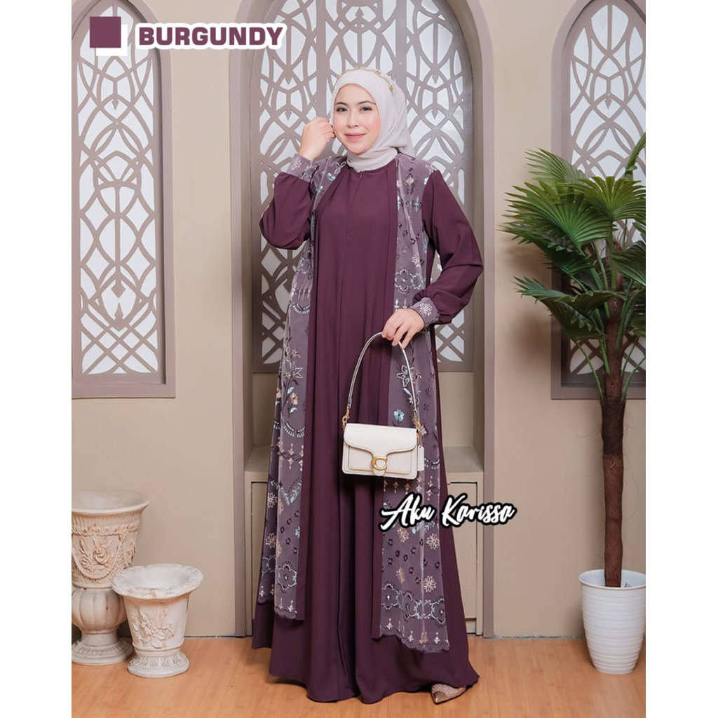 ZAMIRA DRESS WANITA BY AKU KARISSA BAHAN SABRINA APLIKASI BROKAT CANTIK KEKINIAN FASHION HIJAB STYLE