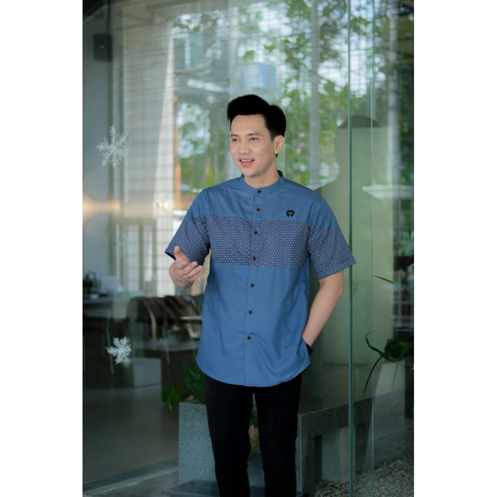 Baju Koko Dewasa Ilnaaf Lengan Pendek Kombinasi