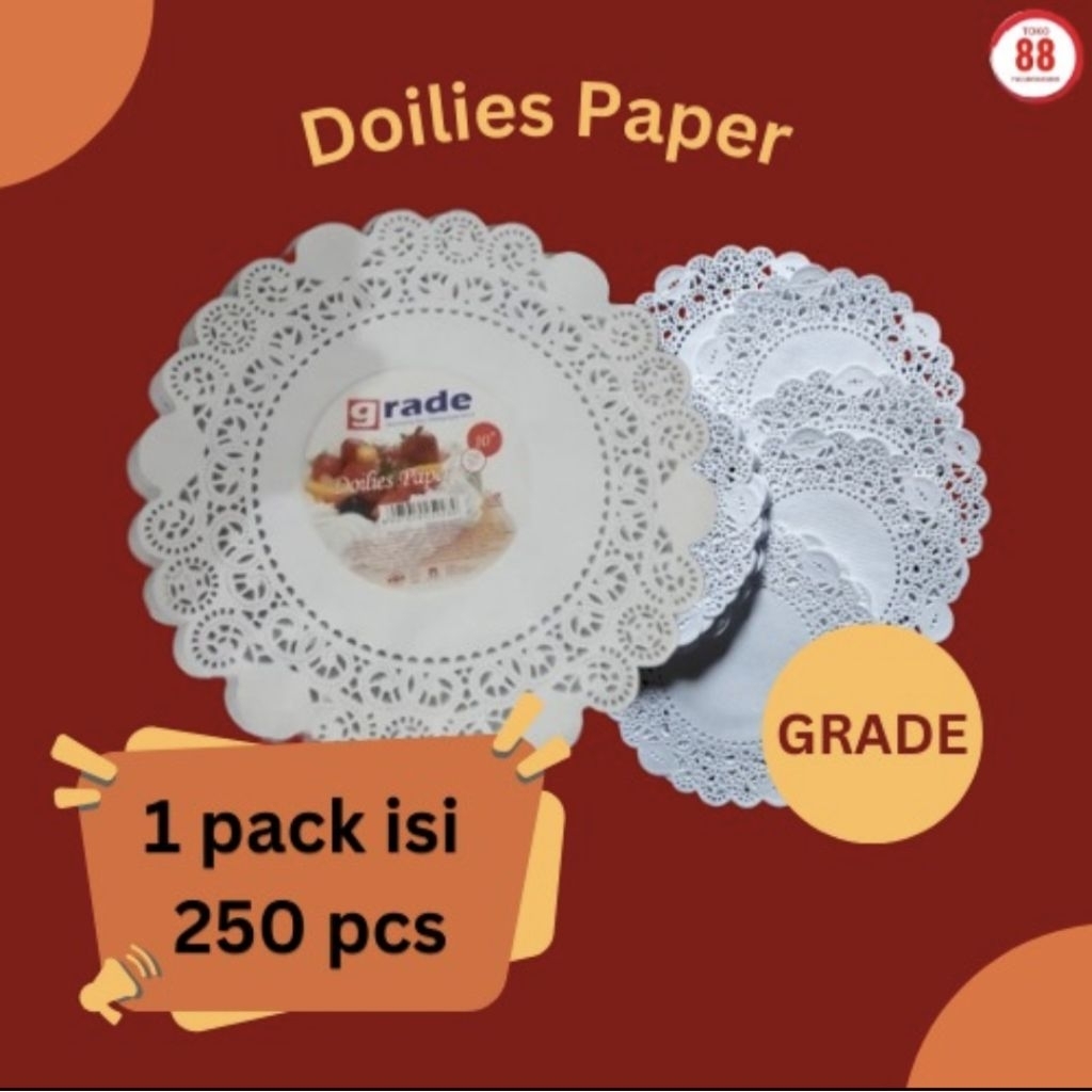 doilies paper 250pcs / doilies paper grade harga terjangkau murah / doilies paper untuk tatakan kue 