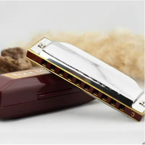 AG Harmonika Suzuki 10 Lubang Warna Perak Baru, Harmonika Folk Master, Organ Mulut Kunci C Diatonik 
