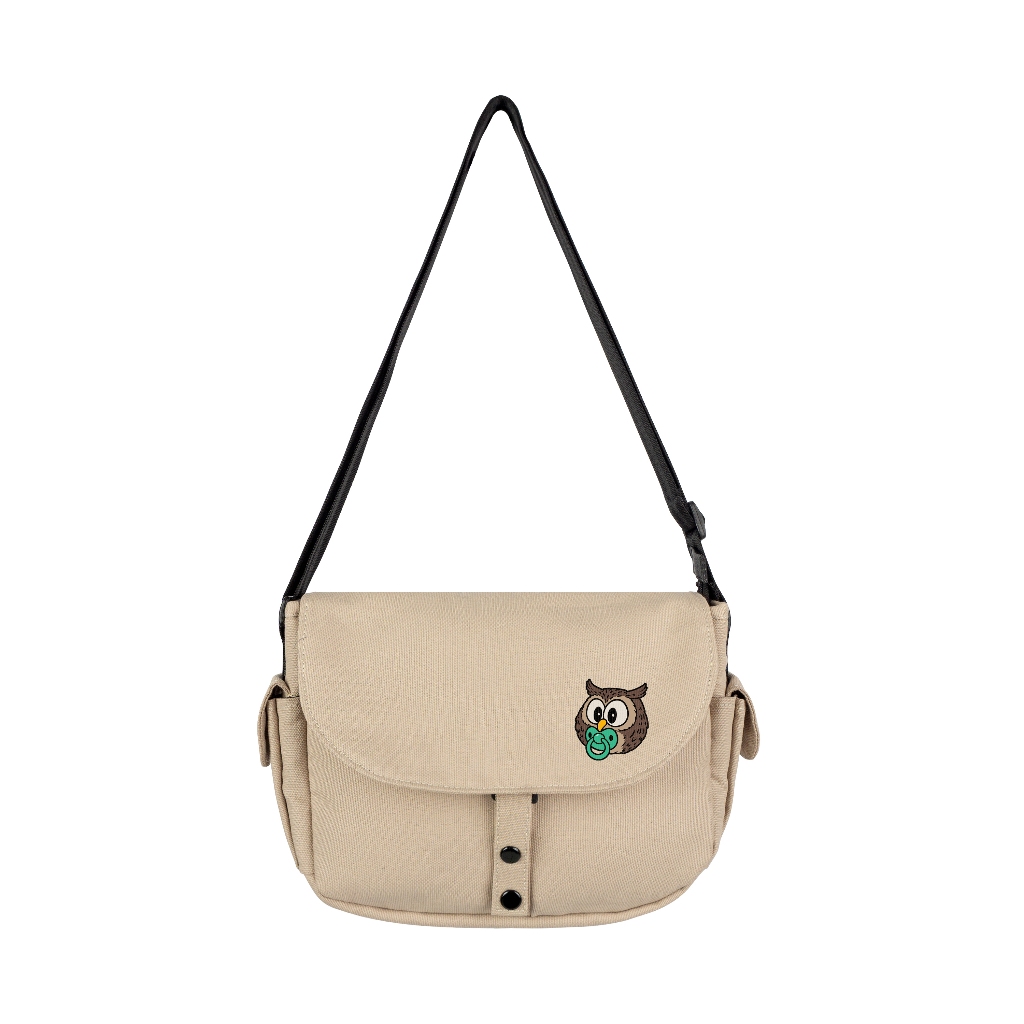Troy Company Sling Bag Messenger Bag Tiny Owl - Tas Selempang Beige SBD 3496