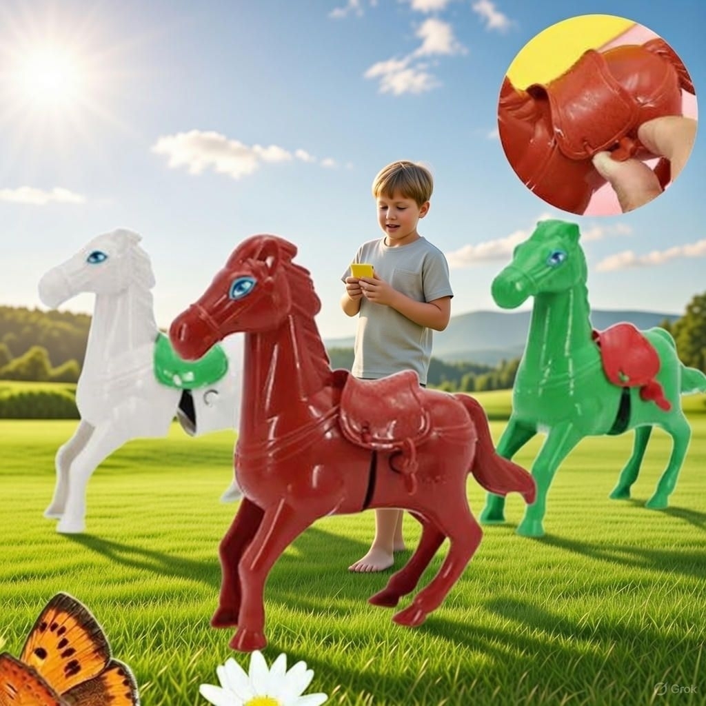 NO17 Mainan Plastik Anak-anak Jam Kuda Berputar Melompat Kuda Melompat