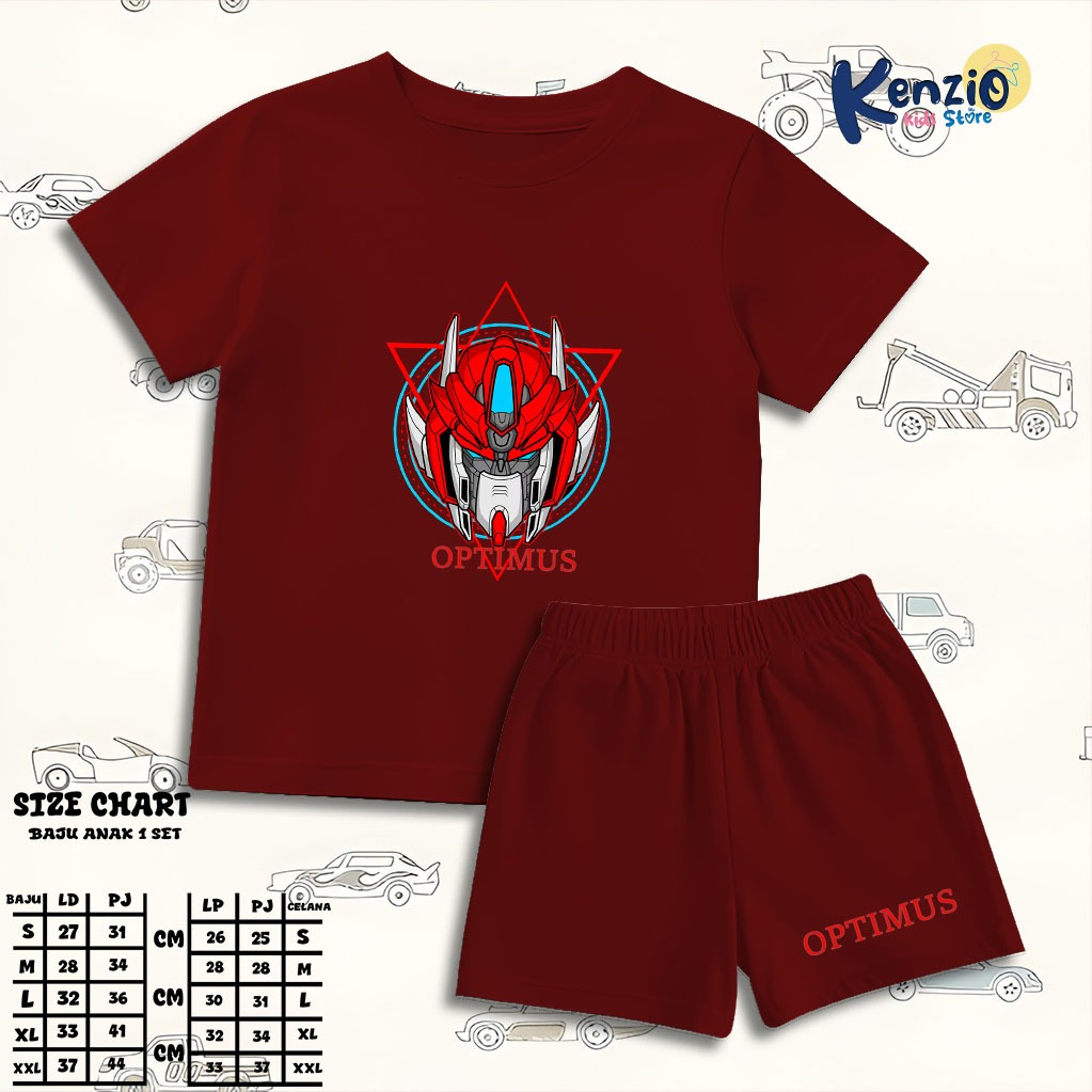 SETELAN KAOS DISTRO ROBOT OPTIMUS SETELAN HARIAN ANAK