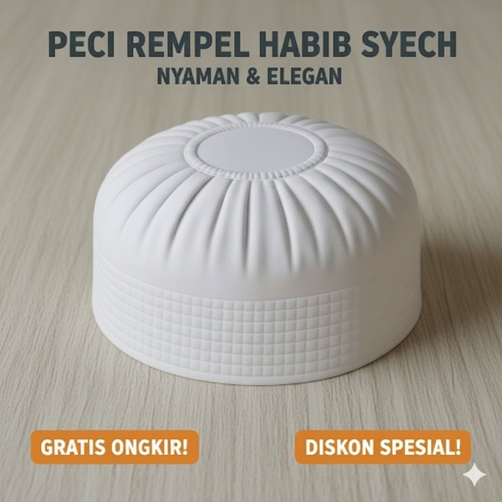 Peci Rempel Habib Syech Premium Pria | Kopiah Arab Katun Drill Adem Jahitan Rapi