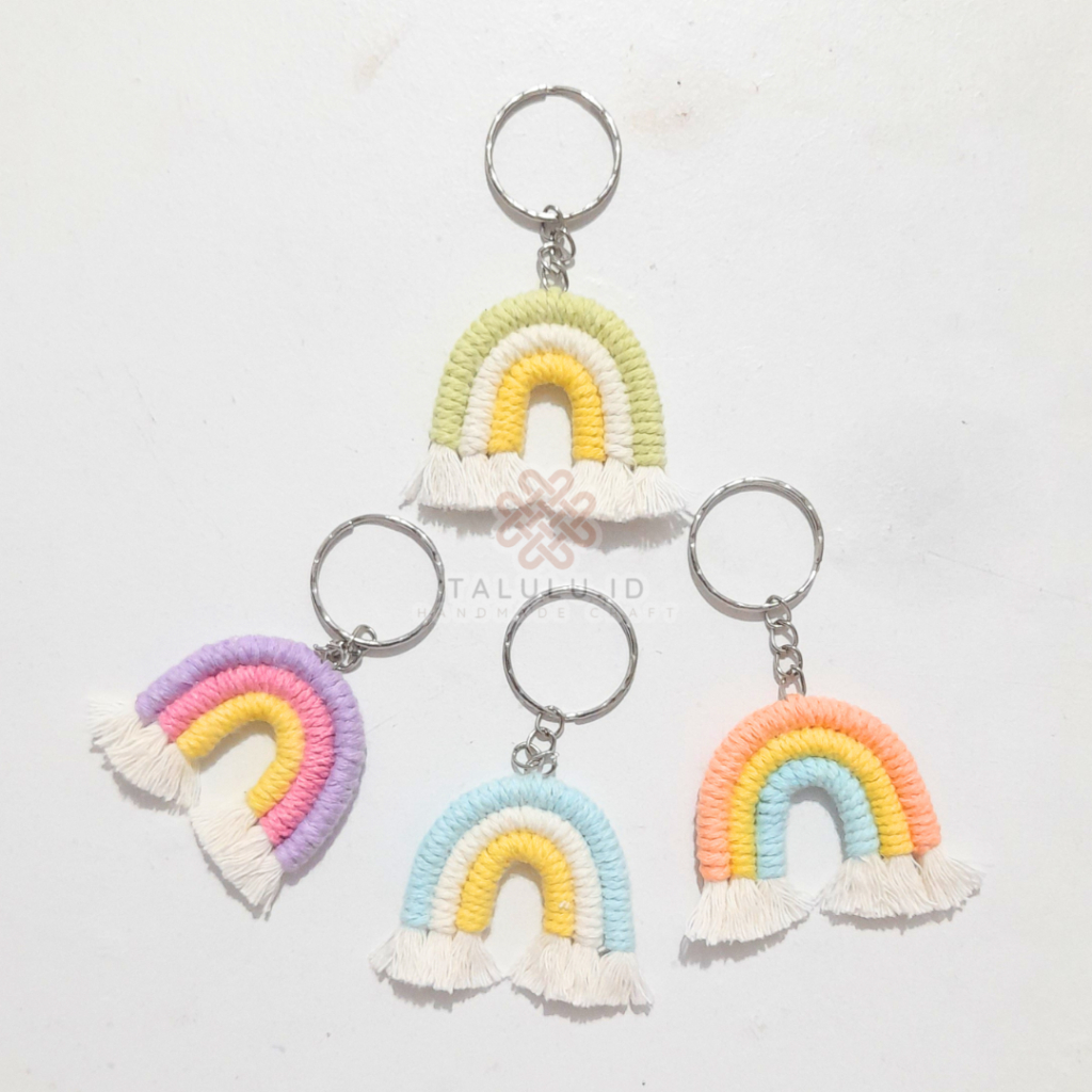 Gantungan Kunci Makrame / Macrame Pelangi Mini | Macrame Keychain Bag Charm | Handmade Katun