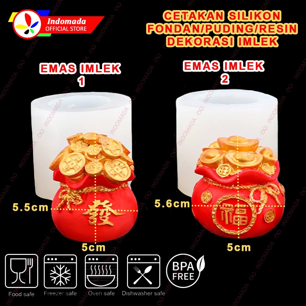 Indomada Cetakan Silikon Fondant Dekorasi Kue Emas Kuno Imlek Cina Tahun Baru Chinese New Year Gold 