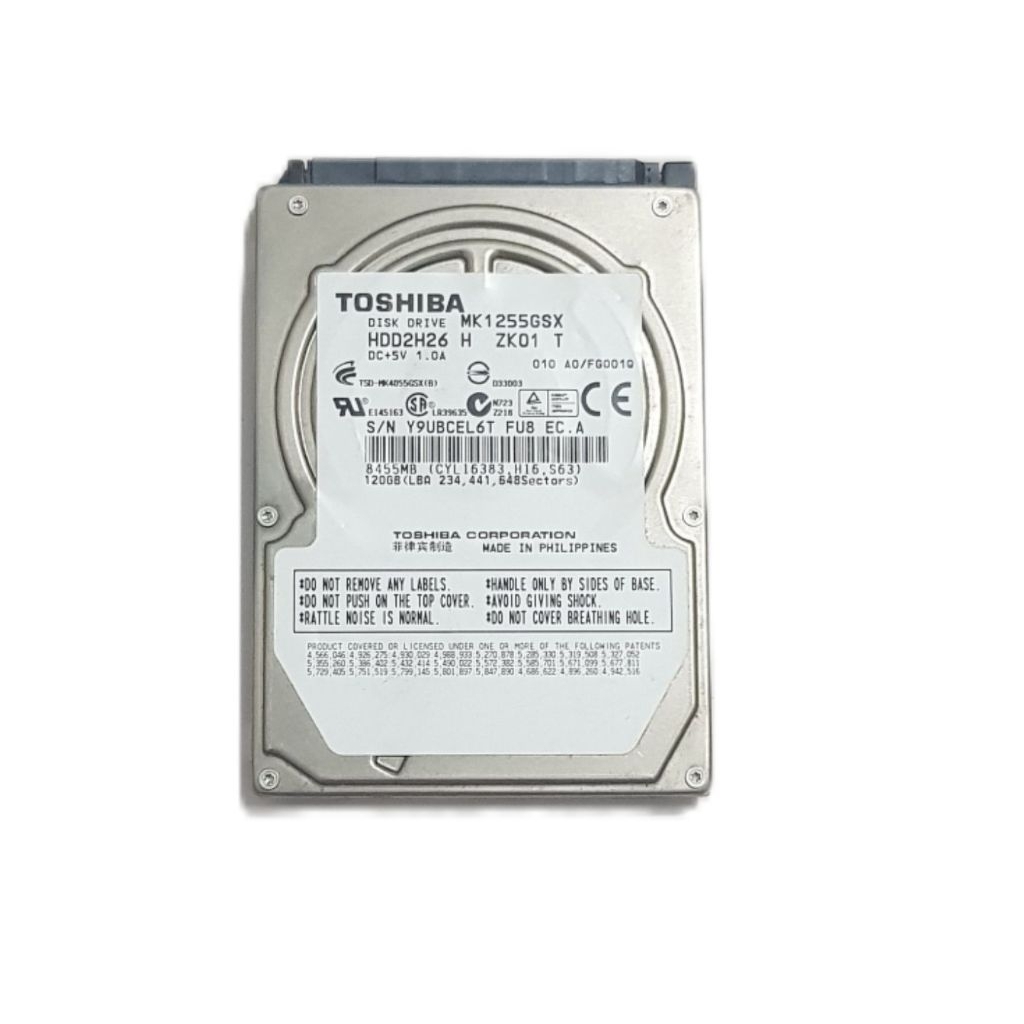 Hardisk Laptop Notebook Toshiba 120 Gb 2,5" Original Second Normal Tested