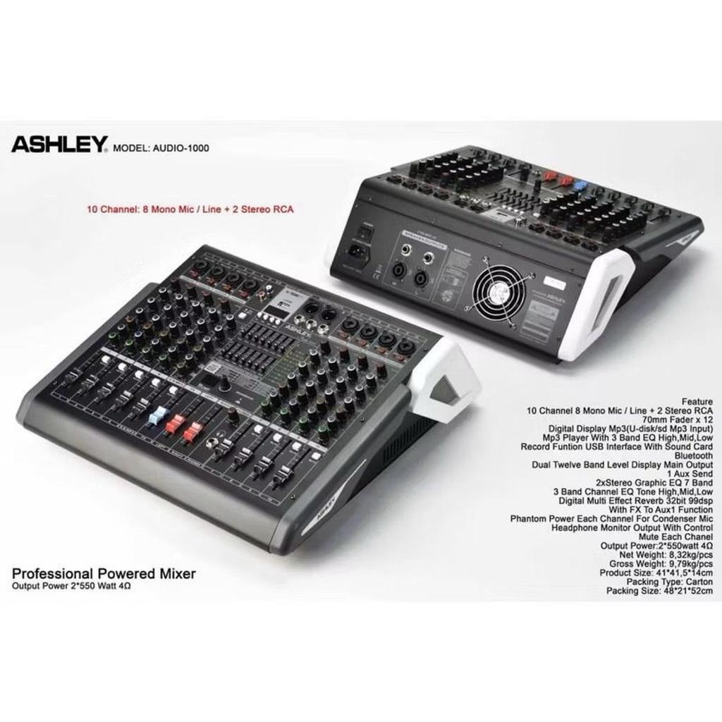 POWER MIXER ASHLEY AUDIO 1000 AUDIO1000 ORIGINAL 550 WATT 10 CH DOUBLE EQUALIZER