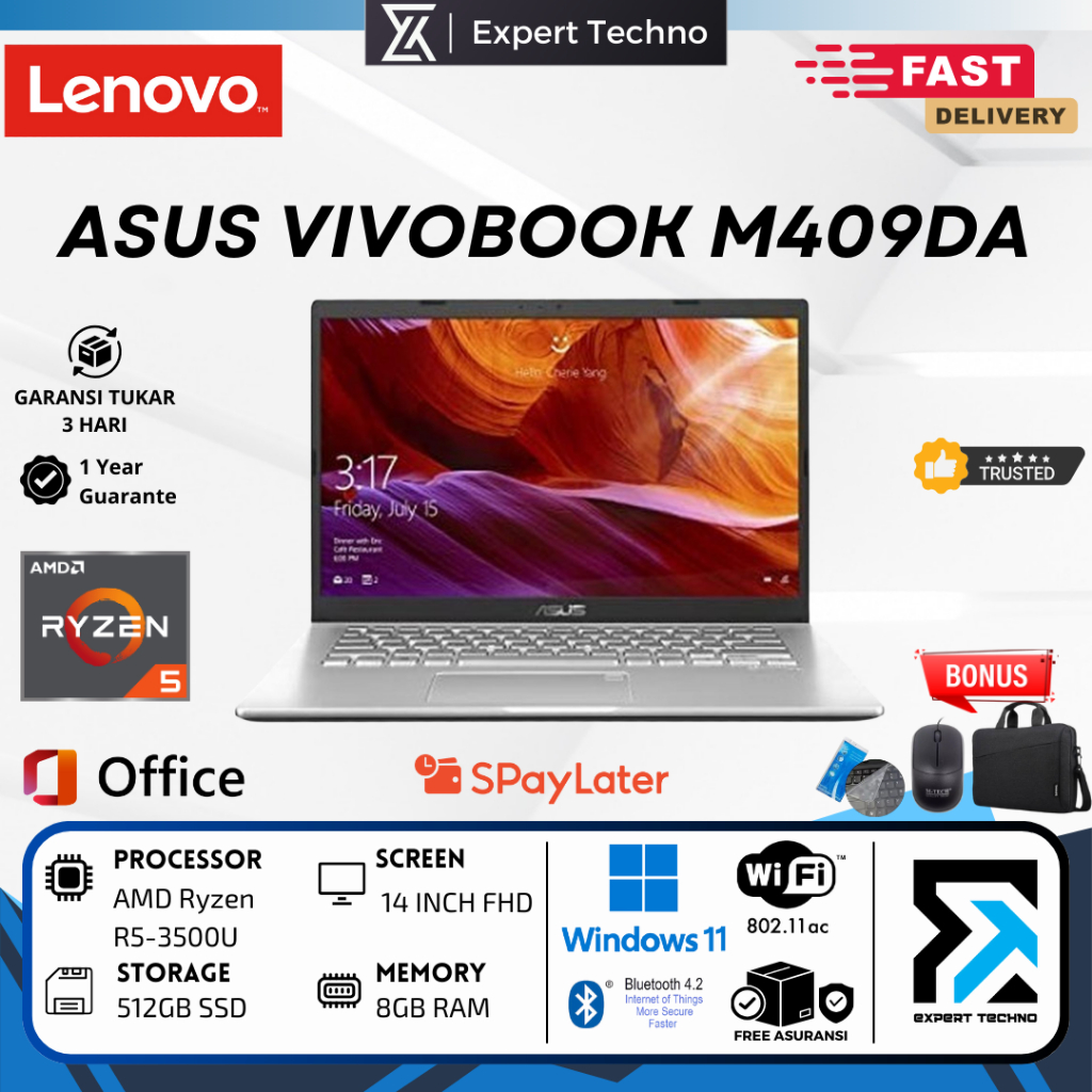 ASUS VIVOBOOK M409DA AMD Ryzen 5 3500U 8GB RAM 512GB SSD 14 INCH Win11