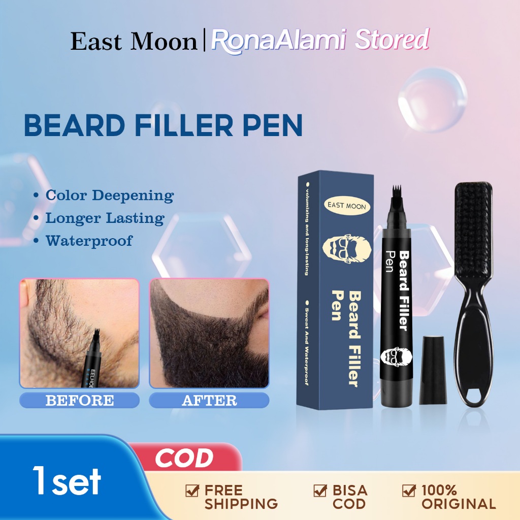 East Moon Beard Pen Penambah Jenggot Tahan Lama Brush Pen  Beard Filling Pen Kit Pena Pengisi Jenggo