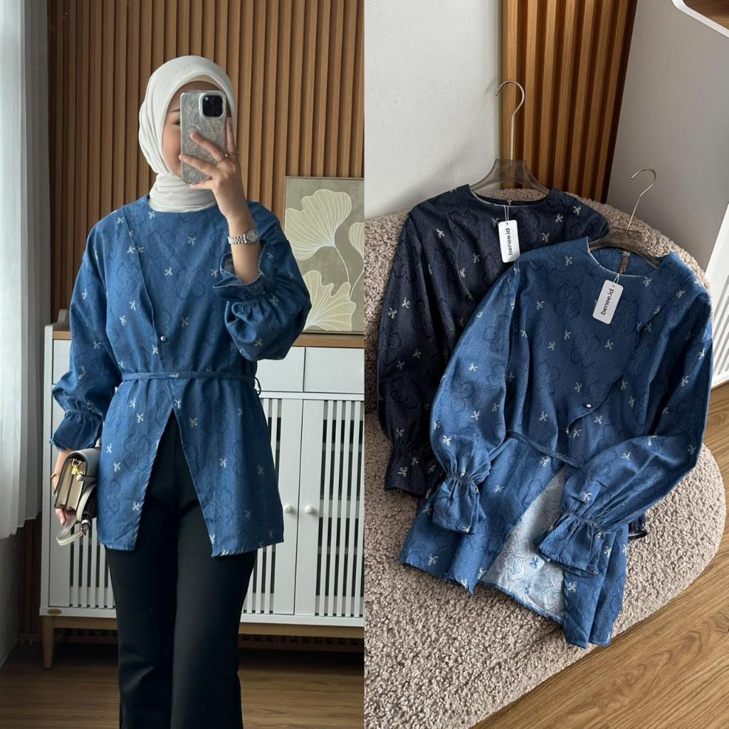 NASHA KIMONO BLOUSE Atasan denim kimono blus wanita