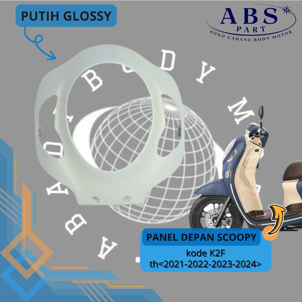 Cover FRONT TOP body kap PANEL Tameng Lampu Depan Scoopy new K2F 2021 2022 2023 putih doff