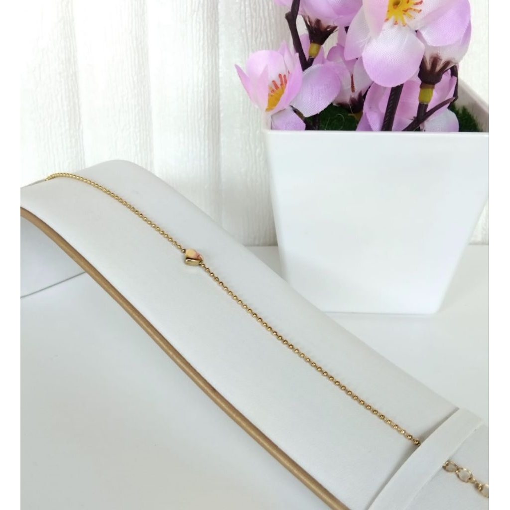 Gelang Titanium Wanita Hati Gold Minimalis | Gelang Tangan Cewek Korea Simple Elegan | Aksesoris Fas