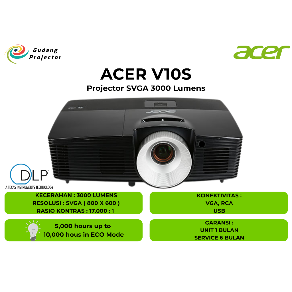 Proyektor Second Acer V10S 3000 Lumens